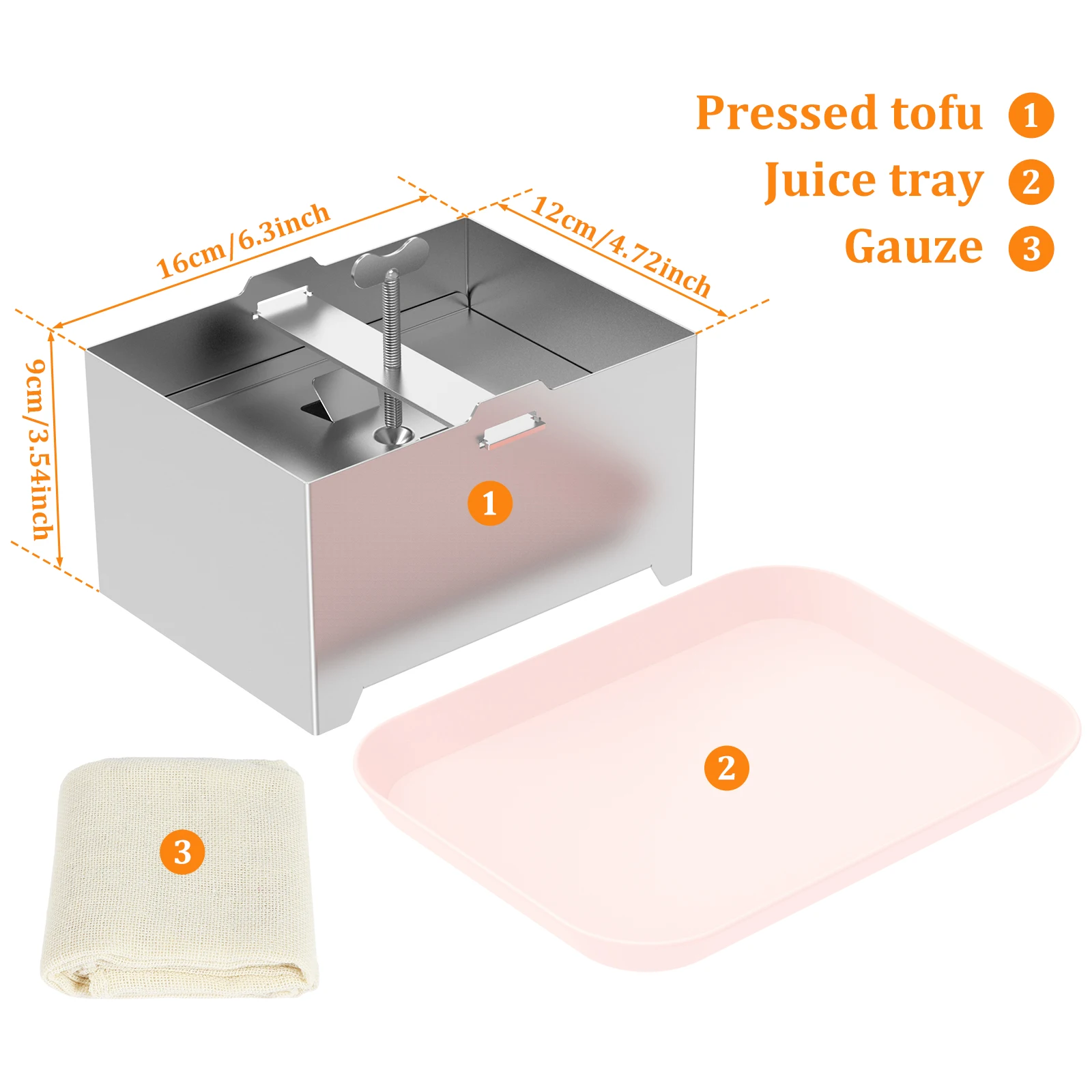 DIY Tofu Mold Metal Tofu Press Mould Set Pressure Adjustable Tofu Press Maker with Drip Tray Kitchen Cooking Tool Set