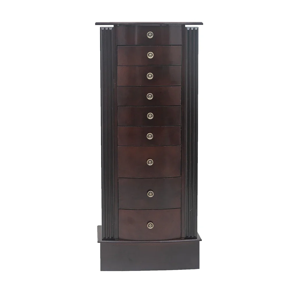 Jewelry Cabinet Box Storage Chest Necklace Wood Walnut Stand Organizer