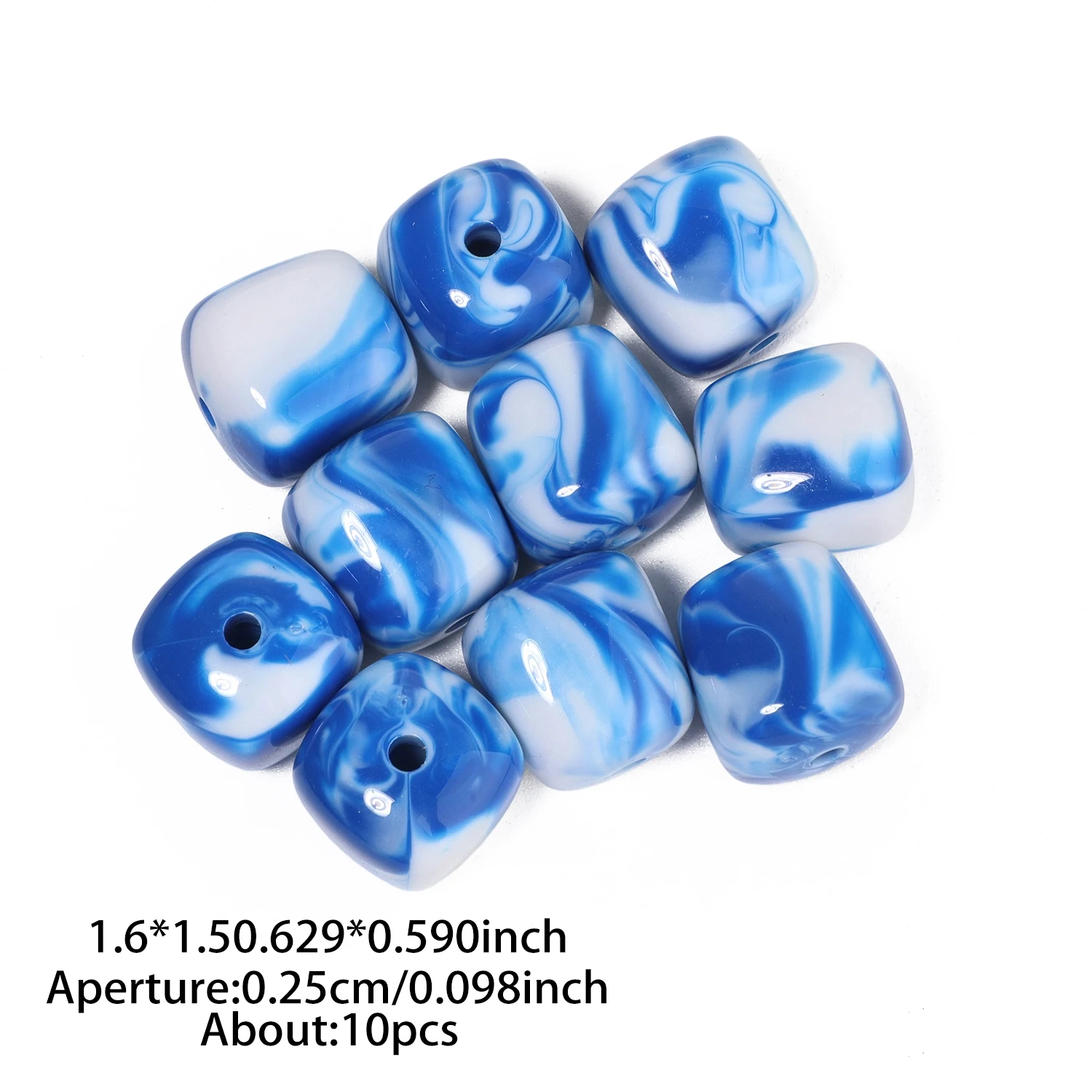 10 Stück quadratische, perforierte Acrylperlen, 16 x 15 mm, zweifarbig, lose Perlen zum Basteln von Schmuck, zum Beispiel für Halsketten und Armbänder. – Detail 6