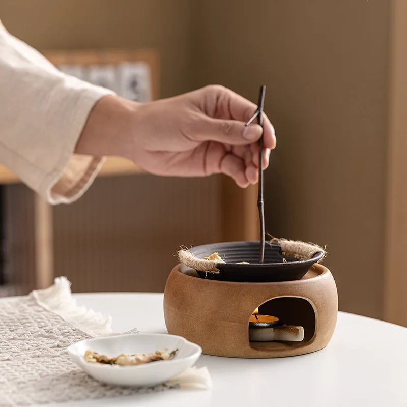 Zen inspired home retro handmade baking oven, ceramic incense plant, cedar aromatherapy oven, tea oven, desktop decoration
