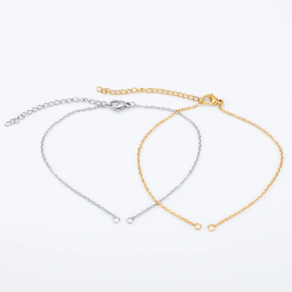 5pcs Stainless Steel Bracelet Semi-finished Chains With Lobster Adjustable Extension Chain for DIY Choker Anklet Jewelry Making