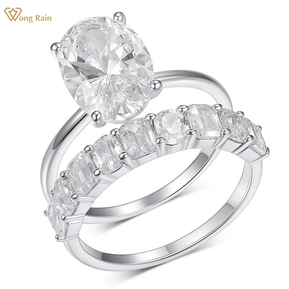 

Wong Rain Роскошное серебро 925 пробы 3EX VVS1 D овальной огранки 8*12 мм Наборы колец с настоящим муассанитом и бриллиантом Ювелирные изделия Подарки на годовщину