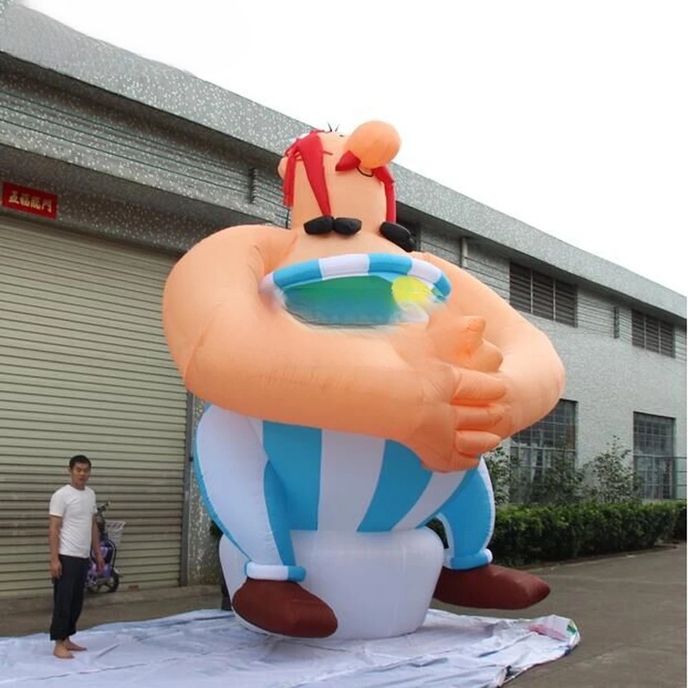 Character Sitting  Giant Customized Inflatable Asterix Obelix Big Nose Cartoon Image for Decoration