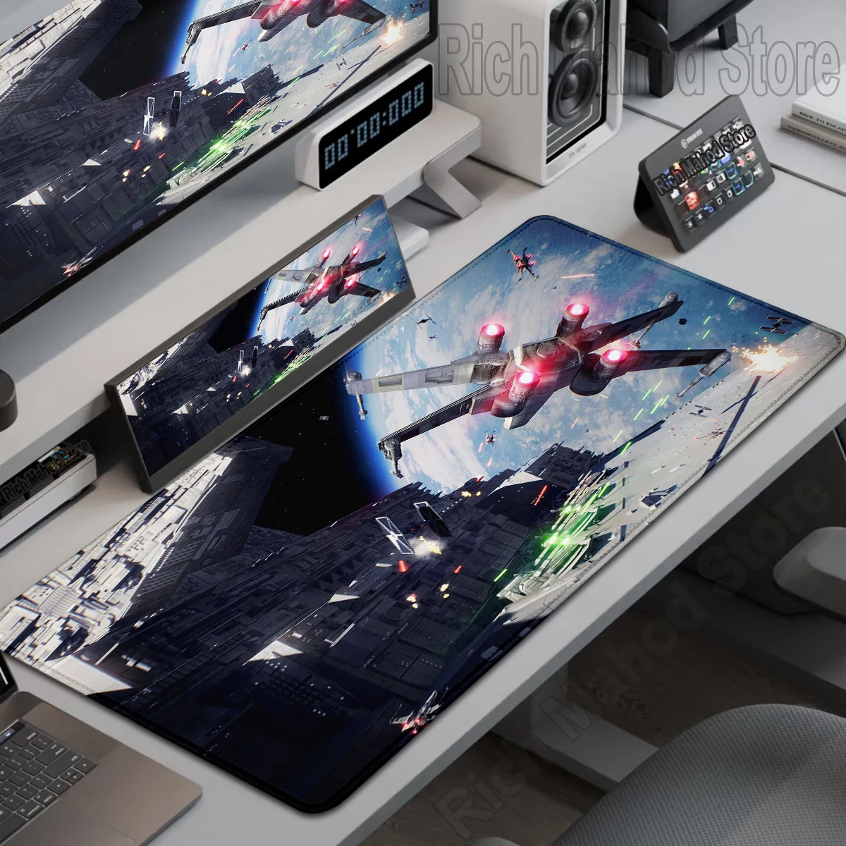 

Gamer Mouse Pad Space spacecraft Mousepad HD Printing Gaming Accessories Mousemat Rubber Extended Desk Mat XXL Office PC Carpet