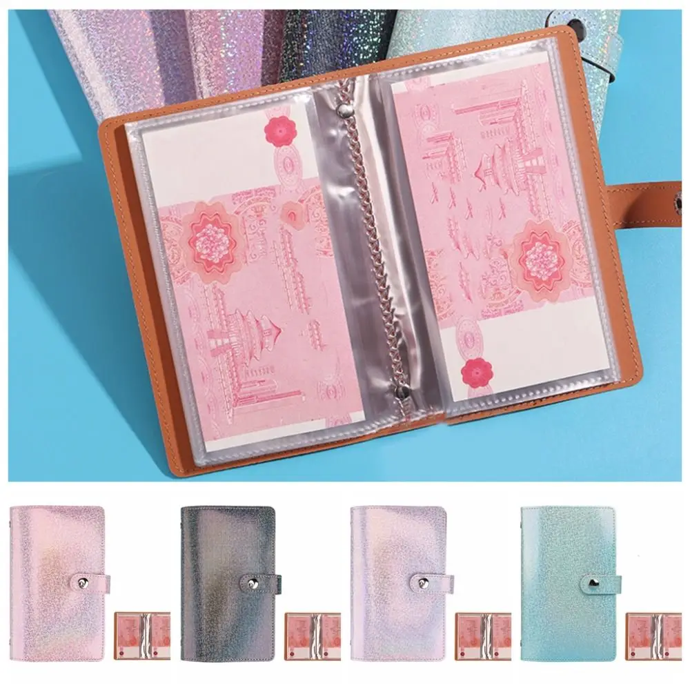 50Sheets Saving Money Binder PU Leather Bling Shiny Cash Budget Binder Wallet Storage Planner Organizer