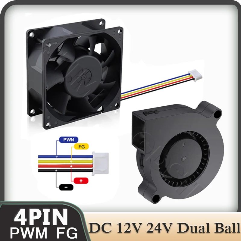 

Вентилятор Gdstime 4PIN PWM 120 мм 80 мм для охлаждения, DC 12В 24В, для корпуса ПК, бесщеточный, для 3D-принтера, кулер для процессора 4020, турбовентилятор 5015