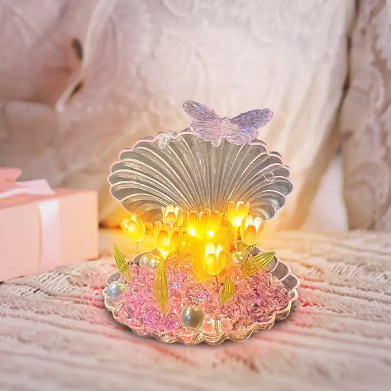 Flower Night Light Decorative Atmosphere Shell Light Cute Flower Lamp Shell Light Transparent Decorative Atmosphere Shell Light