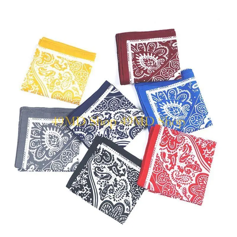 49md 58x58cm نساء كوريا كوتون سكوير باندانا العرقية هندسية بيزلي طباعة الأزهار