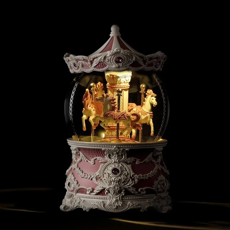Crystal Ball Music Box – Cute Princess Carousel Lamp | Girl-Heart Birthday Gift for Children & Girls