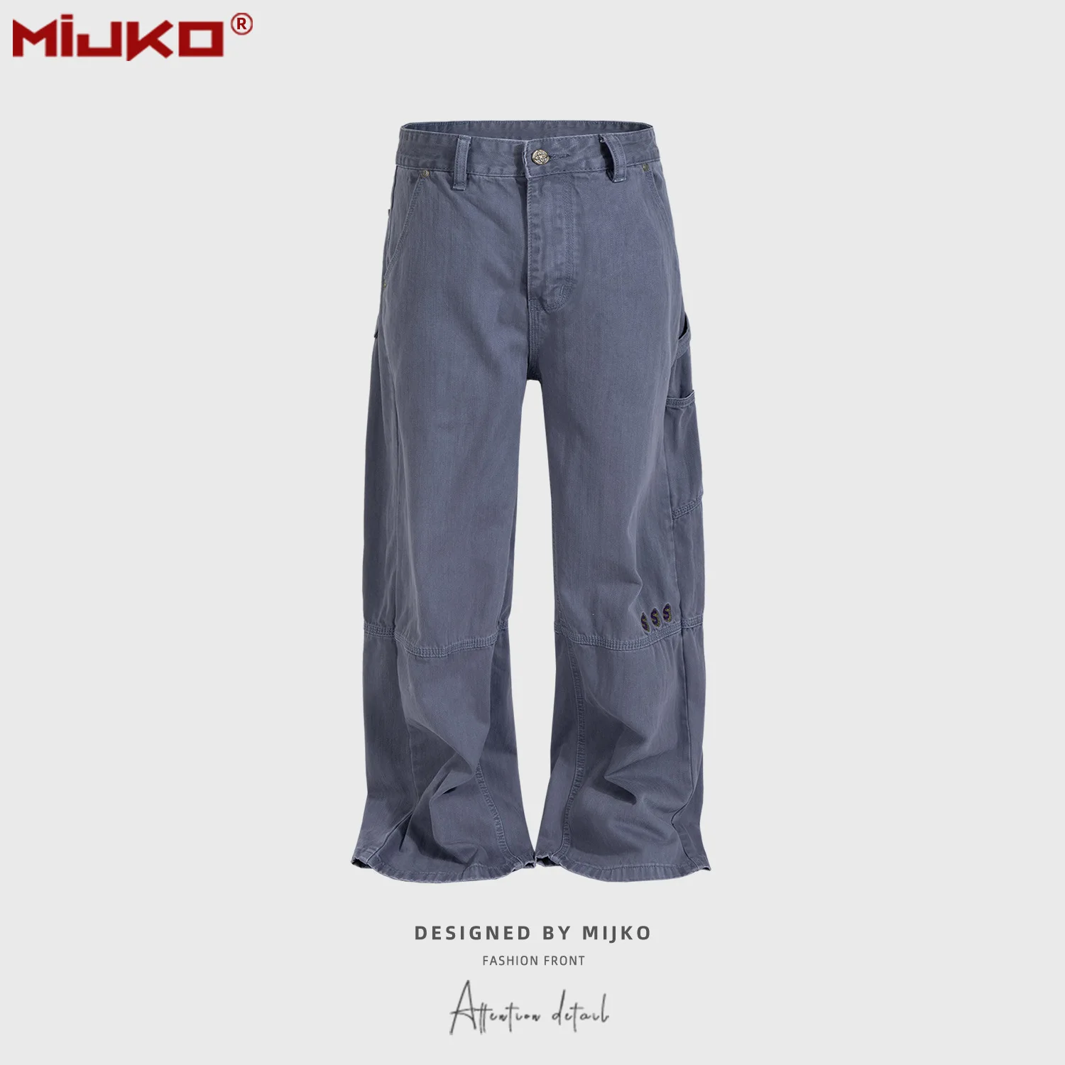 

MIJKO Unisex Design Jeans Embroidered Casual Straight Leg Jeans for Men And Women F9059#