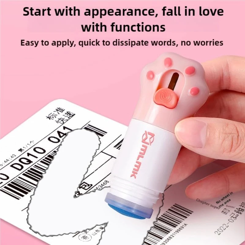 Líquido corrector de papel térmico 2 en 1 con cuchillo de desempaquetado, sello de borrador de líquido de protección de identidad antiespionaje duradero para el hogar