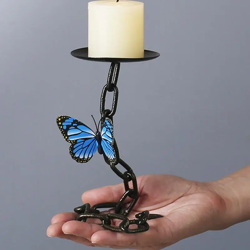 Iron Candle Holder Butterfly Iron Chain Candlestick Holders Candle Sticks Holder Decor Tealight Candle Holders for Party Dining