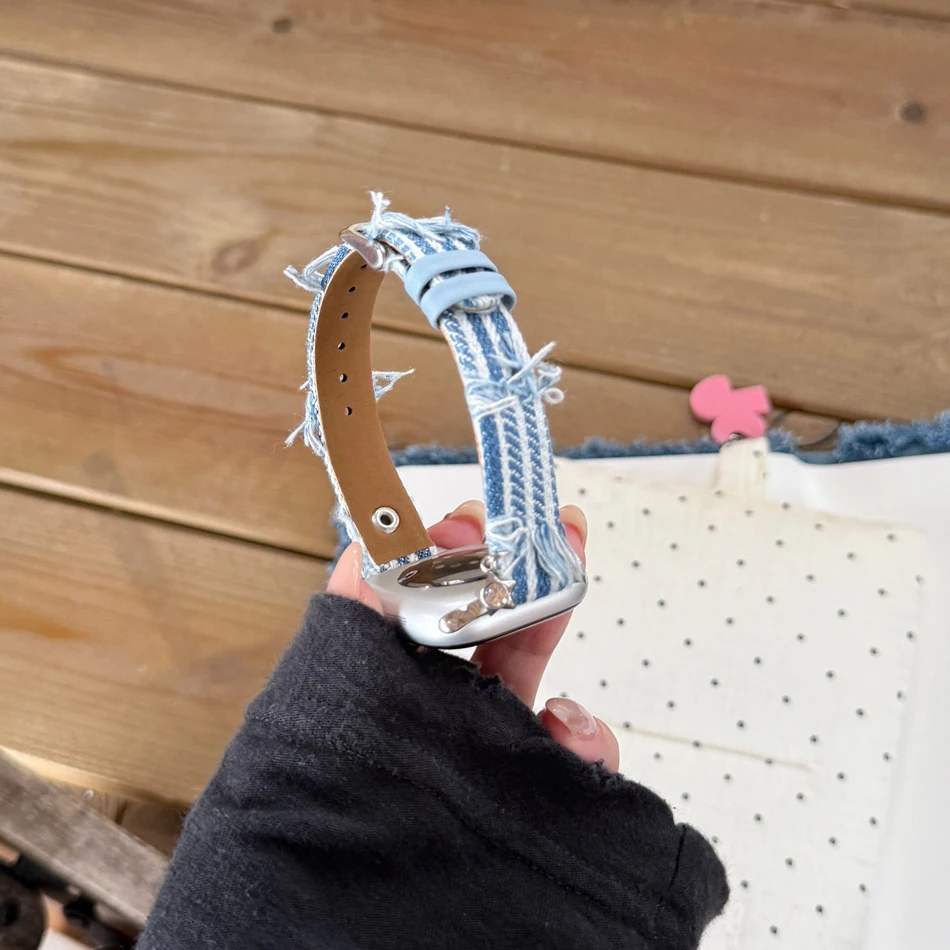 Fashion Tassel Strap for Apple Iwatch Series 11 10 9 8 7 6 5 4 3 2 SE Ultra Watch Band 38 40 41 42 44 45 46 49 mm Denim Bracelet