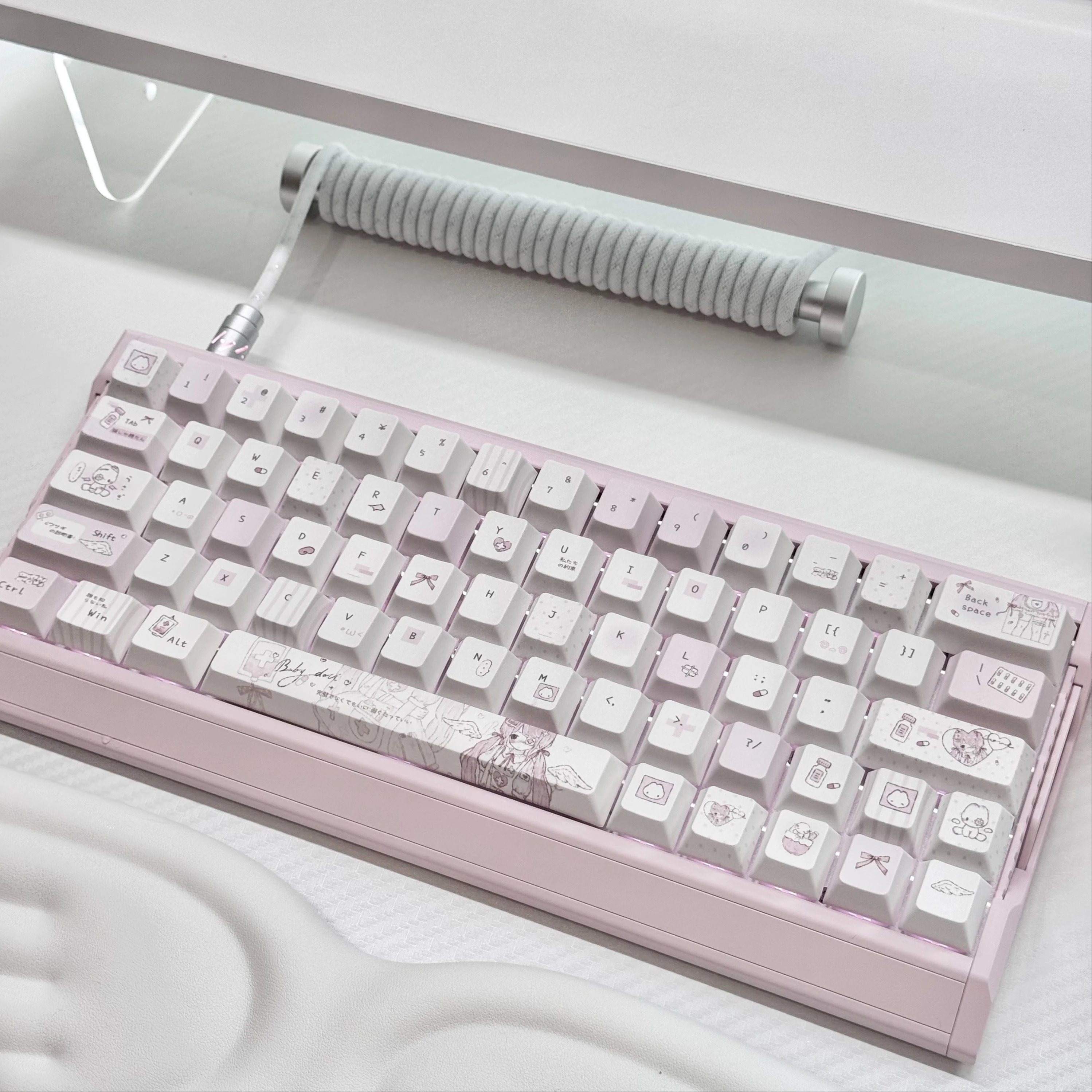 Girl Heart Theme Keycap Set PBT Cherry Profile Sublimation Cross Switch Custom Original Handmade Keycaps for Mechanical Keyboard
