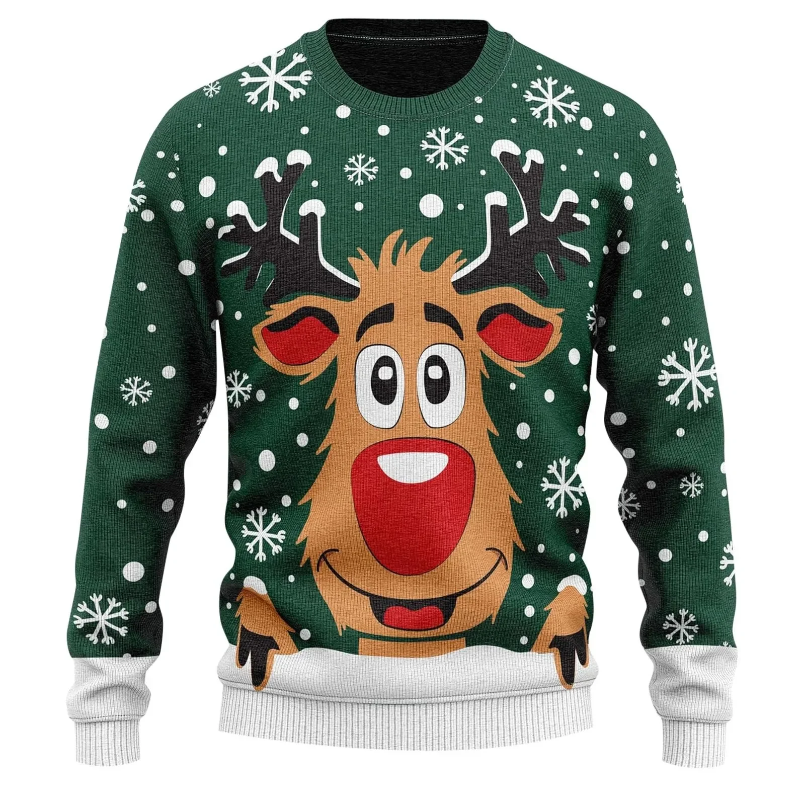 2024เสื้อกันหนาวผู้ชายใหม่ปีคริสต์มาสReindeer TopsของขวัญSanta Claus MockคอPullover 3dเสื้อกันหนาวฤดูใบไม้ร่วงฤดูหนาวเสื้อผ้าStreet