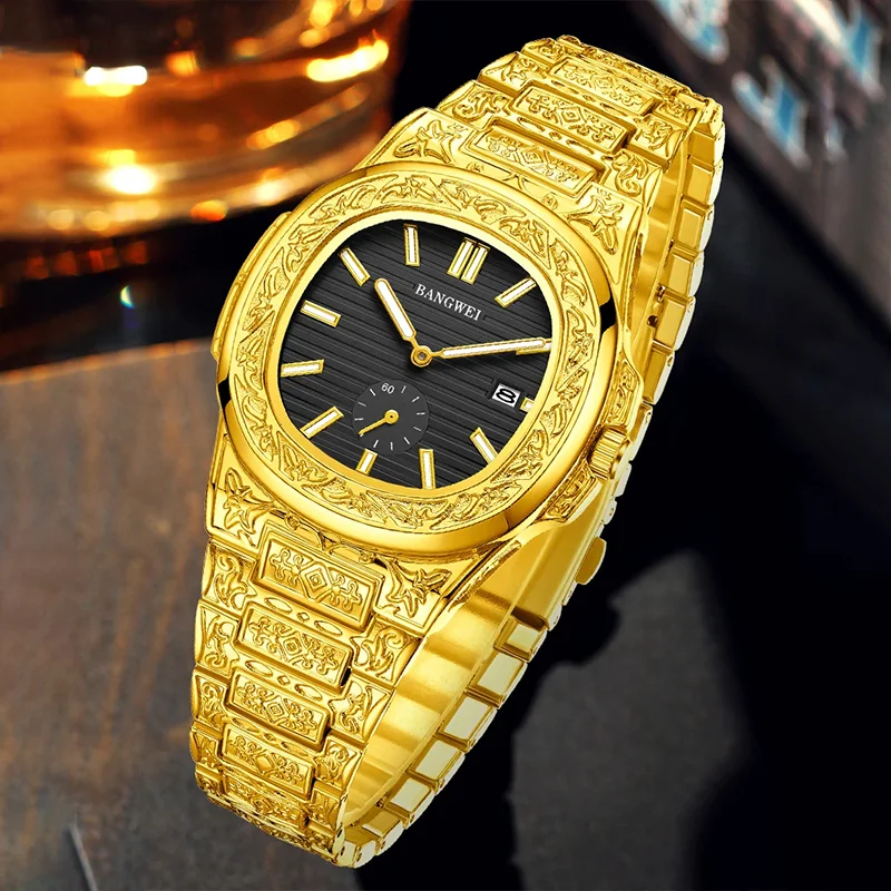 BANGWEI Men's Watch Classic Business Men Wristwatch Square Dial Date Waterproof Male's Quartz Watch Luminous Clock Reloj Hombre view 4