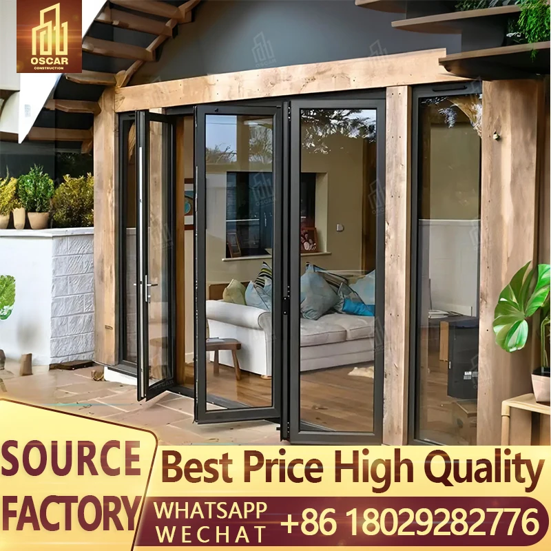 Durable Folding entrance door Door with High-Quality Aluminum Frame and Easy Installation Sliding door