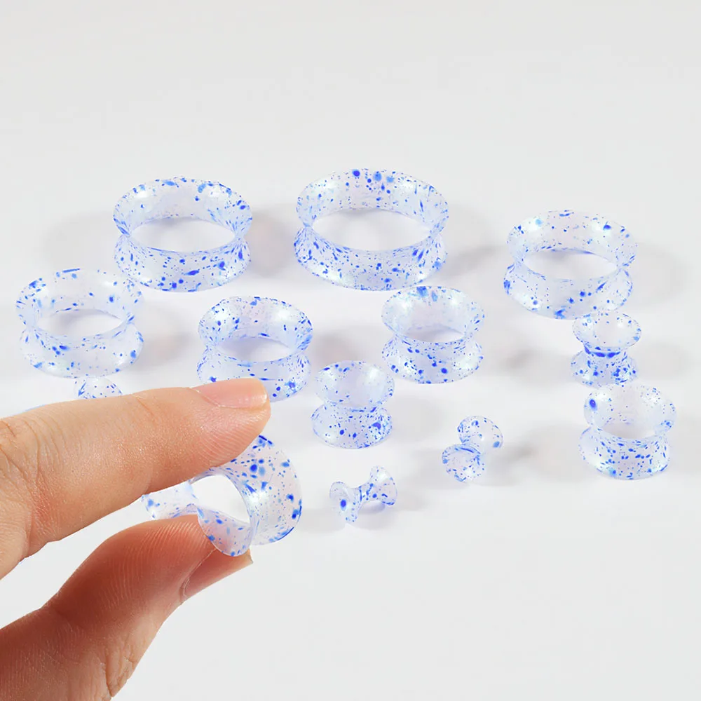 1Pair Blue Flexible Silicone Hollow Ear Plug Ear Gauge Plug Earring Plug Ear Expanders Lobe Ear Stretchers Body Jewelry