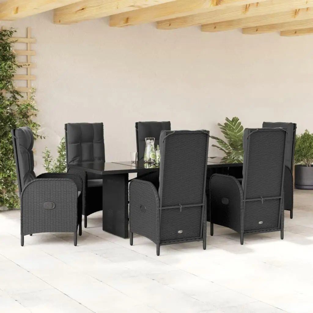 7-Piece  Poly Rattan Patio Dining Set with Cushions - Outdoor Furniture Collection