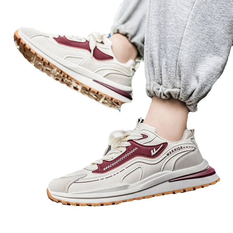 Comfortable Leather Walking Sneakers For Men Lightweight Shock Absorbing_voghion.com