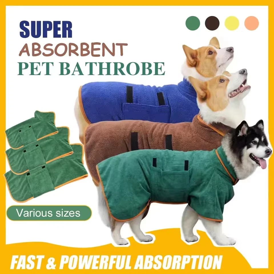 

Dog Bathrobe Microfiber Quick Drying Bathrobe Bath Towels for Small Medium Large Dogs Cats Pet Clohtes Coat Dog Accessories