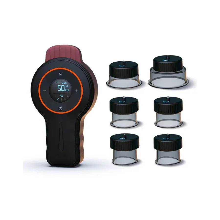Electric cupping, scraping and massage device - multiple jars for full-body meridian clearing. Home use massage instrument.