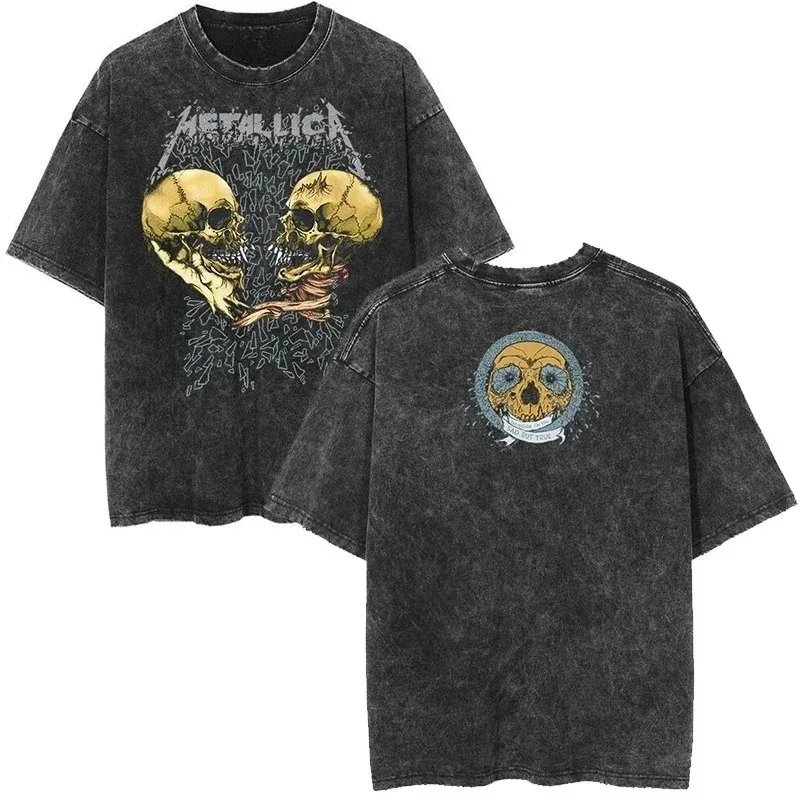 Metallica Rock Band Themed T-shirt — 2026 Retro Y2K Style, High-end Luxury Vintage Washed | Unisex Tops for Men and Women