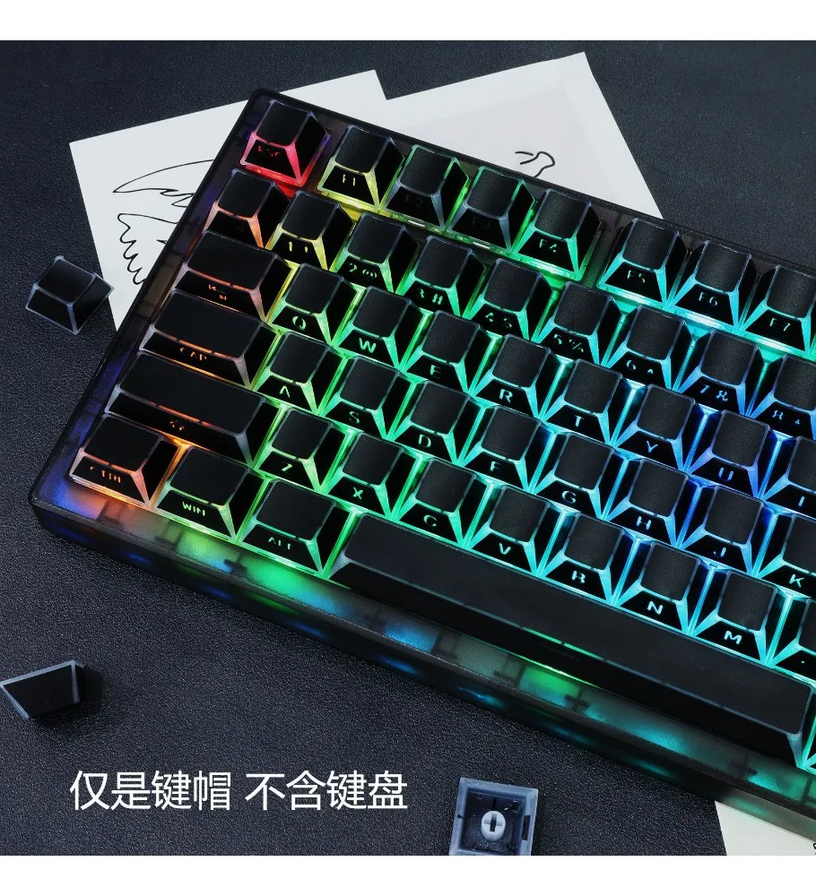 Original highly folded two-color lineslight-transmitting side engravingadvanced-sense keycapspbt personalized mechanical key