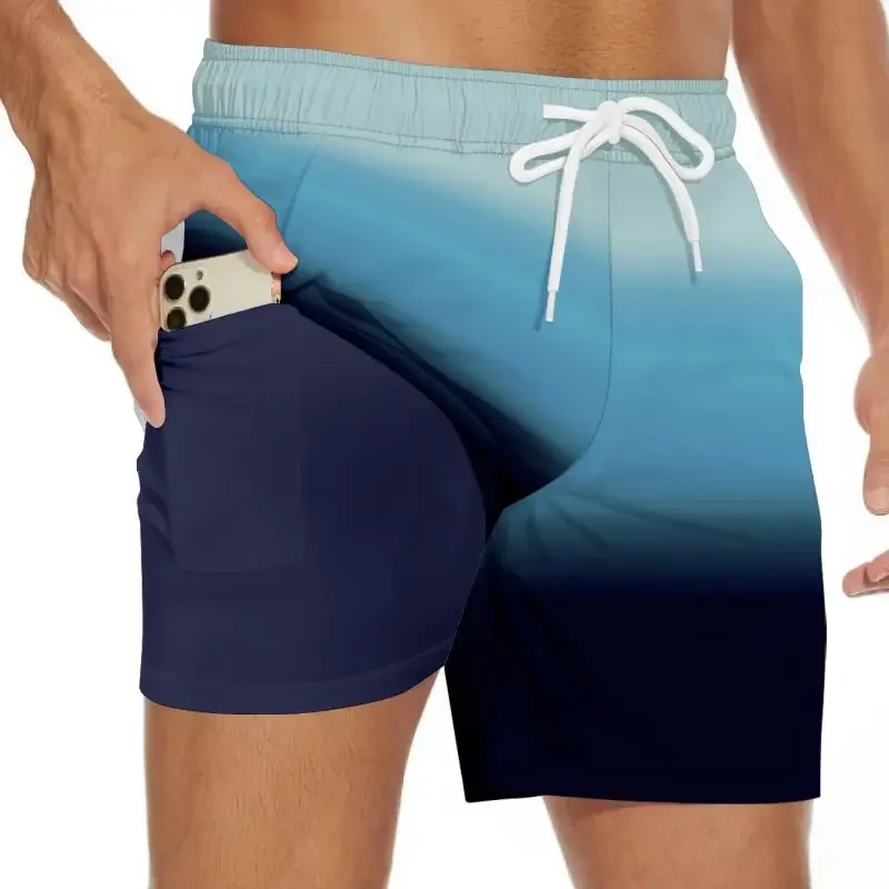 

Quick Dry Summer Mens Siwmwear Beach Board Shorts Briefs Swim Trunks Male Sportswear Beachwear Fitness Plus Size