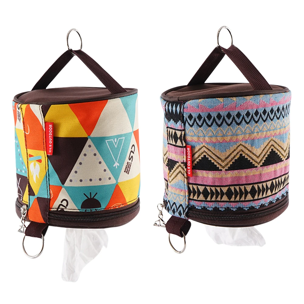

Outdoor Foldable Ethnic Style Suspension Stand Portable Camping Barbecue Paper Box Storage Bag