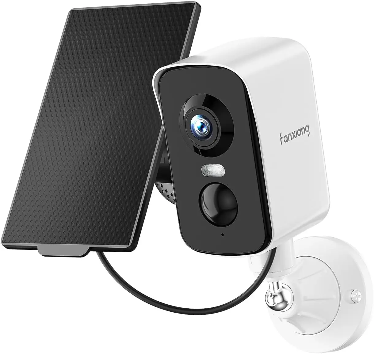 2K Wireless Outdoor Security Camera with Solar Panel, 64GB Storage, Rechargeable Battery, 300° Pan, PIR, Color Night Vision