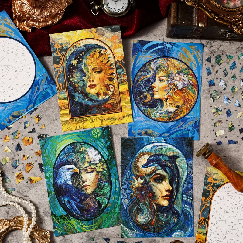 

3Sheets Vintage Literary Oil Painting 3D Puzzle Stickers Retro Junk Journal Scrapbooking DIY Decorative Stickers Craft Supplies