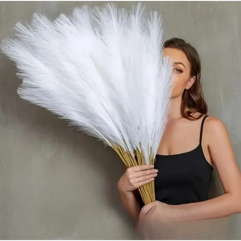 

5pcs Red Artificial Reeds,55cm/21.65in Tall Plush Faux Grass,Large General Pampas Tree Branches,Wedding Party Decoration