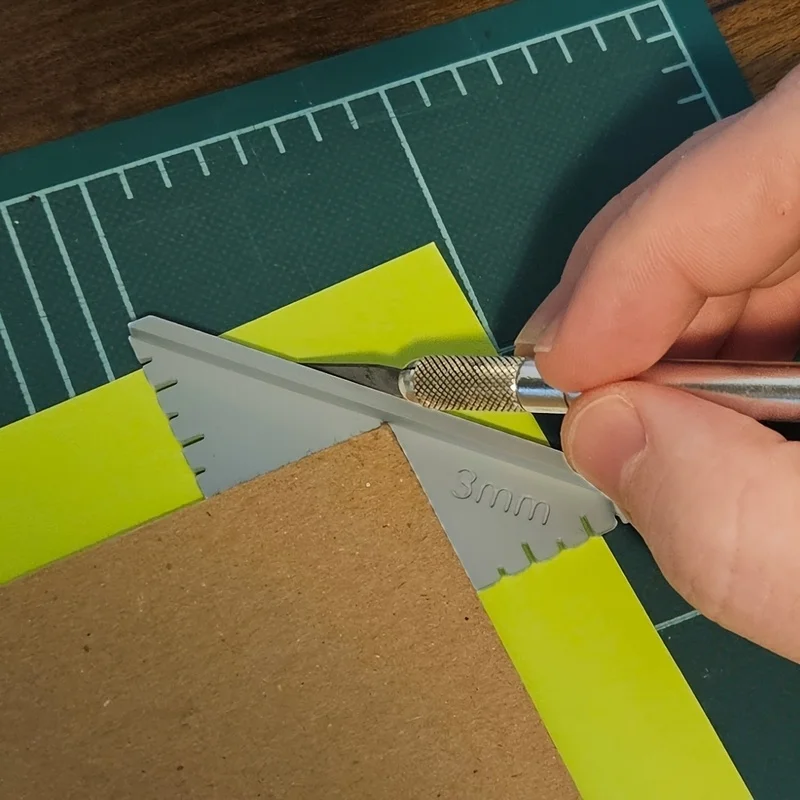 5Pcs Corner Cutting Jig Set for Book Binding (1.5-3.5mm), With Side Ruler, Mark Folding Width, For Book Cover Fabric & Paper Cra