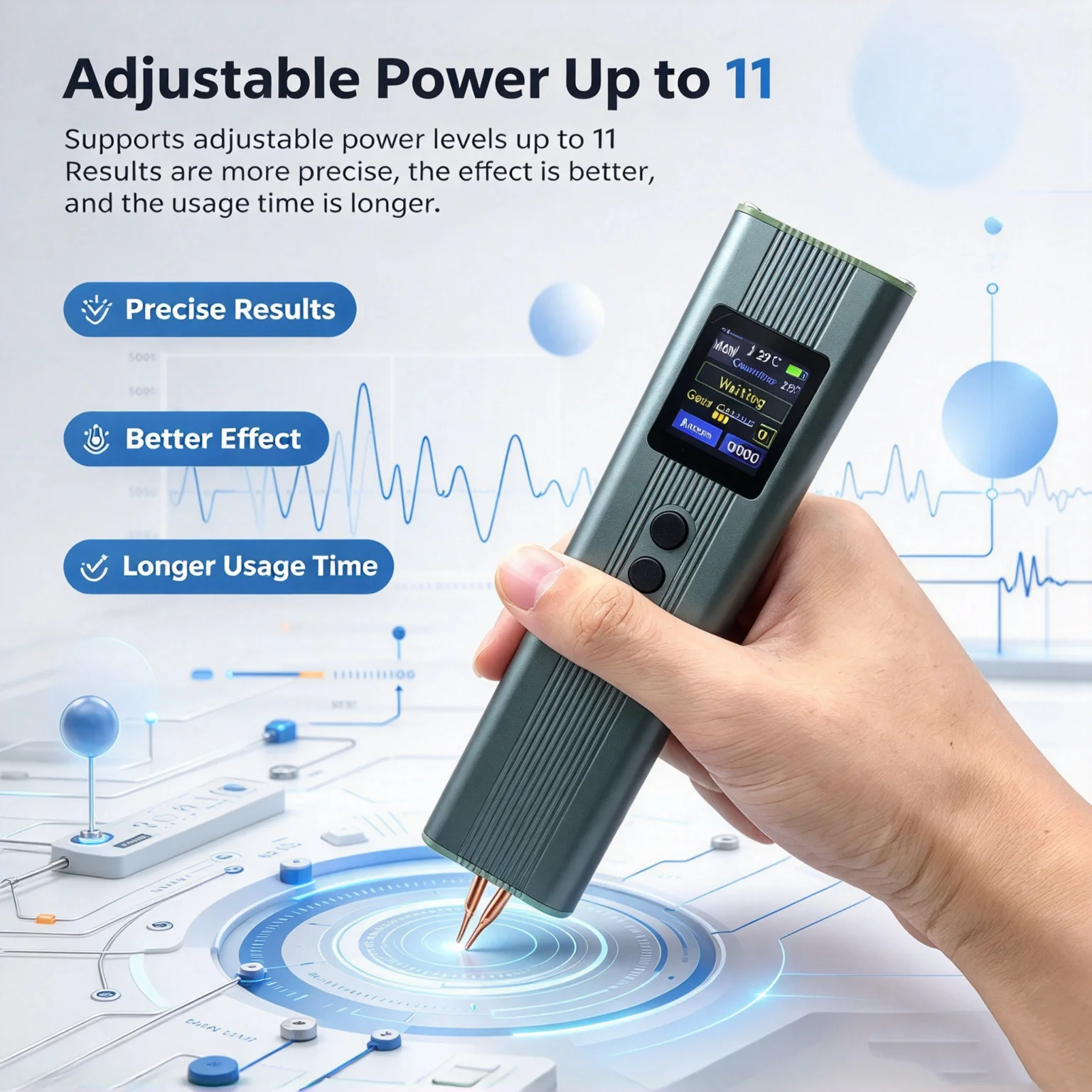 Handheld Digital Spot Welder, 11 Power Levels Adjustable, Dual Pulse Spot Welding Machine for 18650 Battery Nickel Sheet Welding