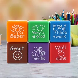 6pcs/Set Children Toy Cartoon Stamper Teacher Praise Reward Stamper Smile Kids Seal For Scrapbooking Stamper DIY stamper Toys