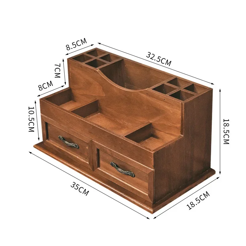 Multi-functional Desk Organizer for Stationery and Cosmetics with Drawer Compartments and Pen Holder