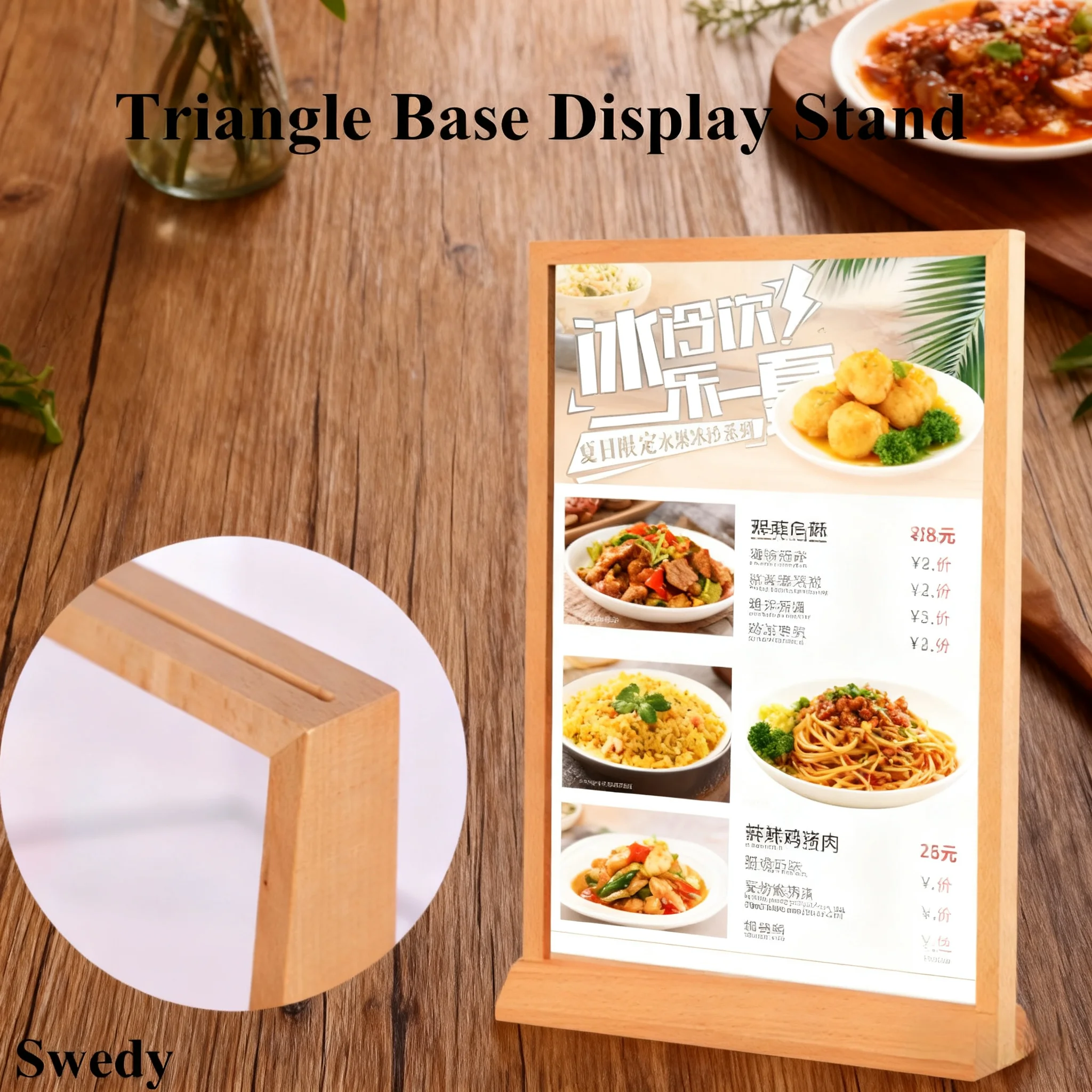 A6 105x148mm Double Sided Counter Top Poster Display Stands Wood Sign Holder Stand Poster Picture Photo Frame Menu Paper Holder