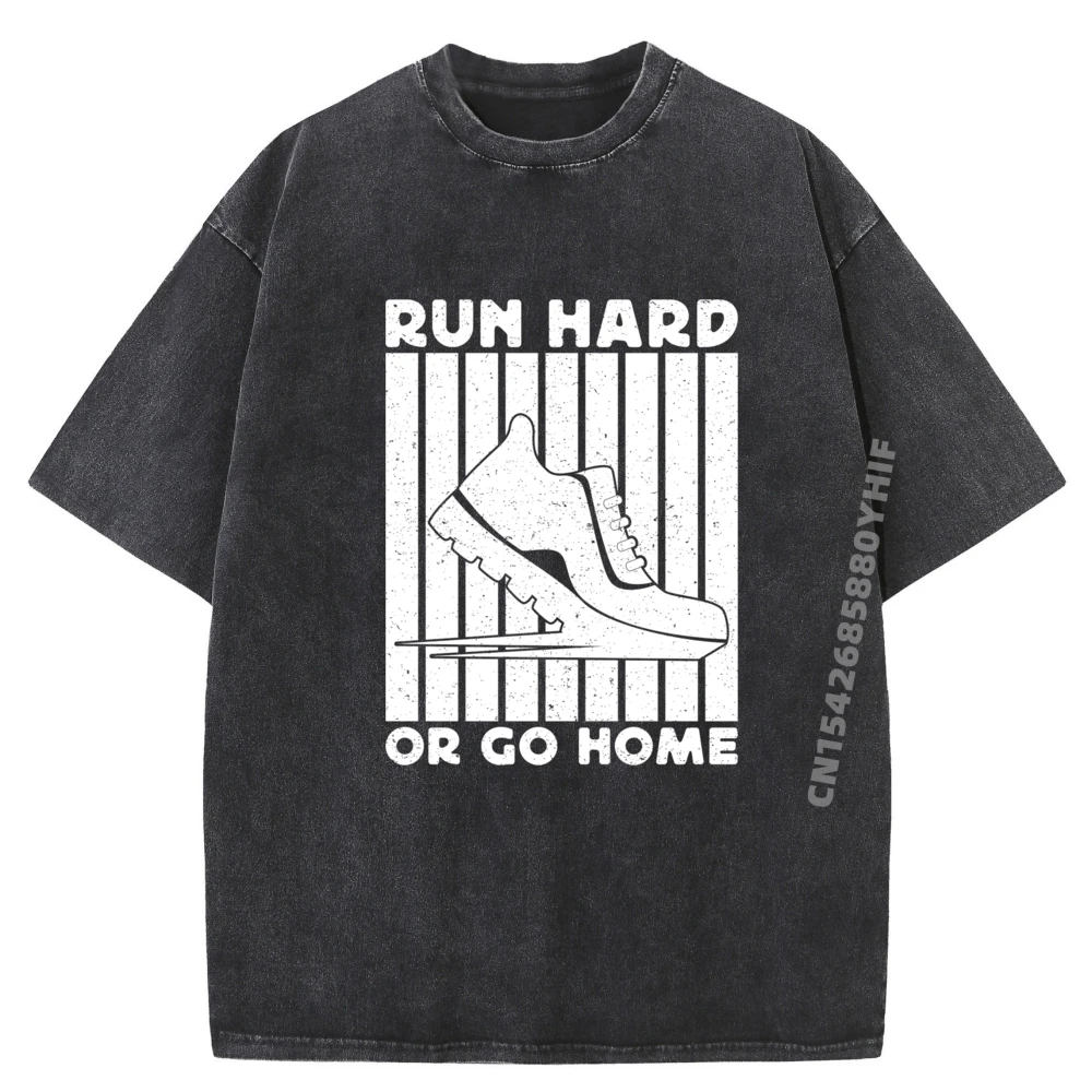 

Marathon Runner Run Hard Or Go Home Running Черная рубашка Футболки с рисунком Мужская одежда Постиранная рубашка с персонажами