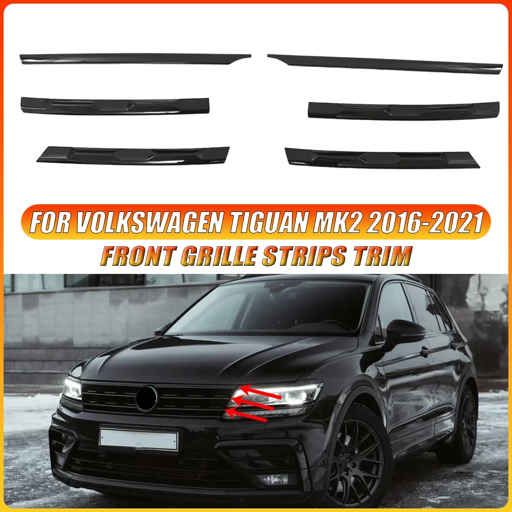 

For Volkswagen Car Front Bumper Mesh Center Grille Grill Moulding Strips Cover Trim for VW Tiguan MK2 2017 2018 2019 2020 2021