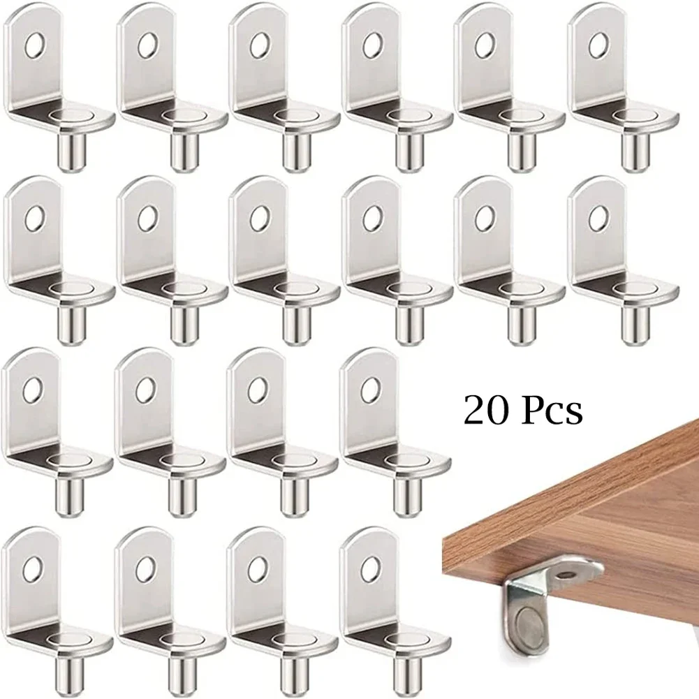 Bookcase Shelf Support Peg Bracket Studs Pegs 16.5x16x12.8cm 20Pcs Anti-corrosion Hard L-Shaped Metal Seperator