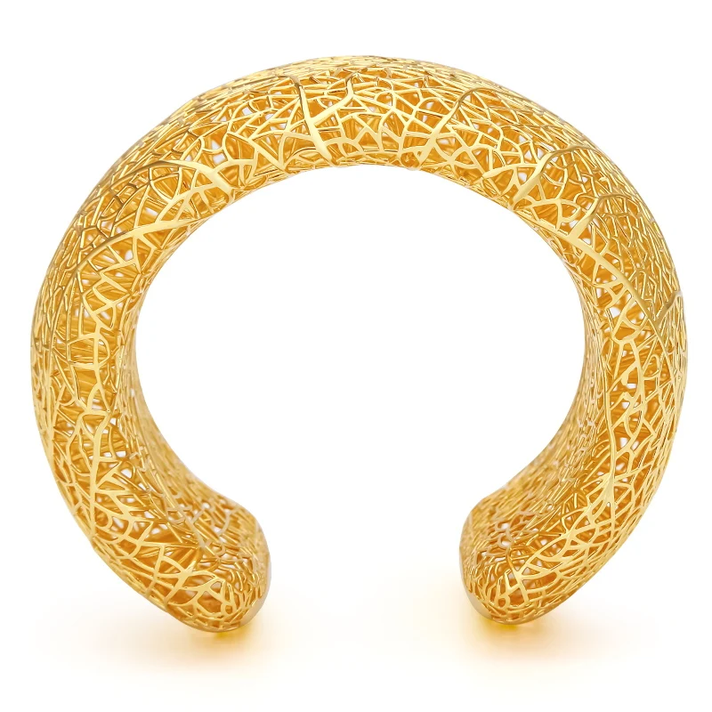 IVOG 18K Gold Plated Filigree Openwork Cuff Bracelet For Women Fashion Jewelry Perfect Birthday Present