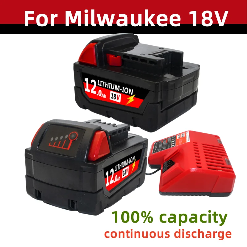 

Milwaukee M18 18V6 000mAH/12000mAH For Replacement For Milwaukee M18B5 XC Li-ion battery 48-11-1815 2604-20 48-11-1850 charger