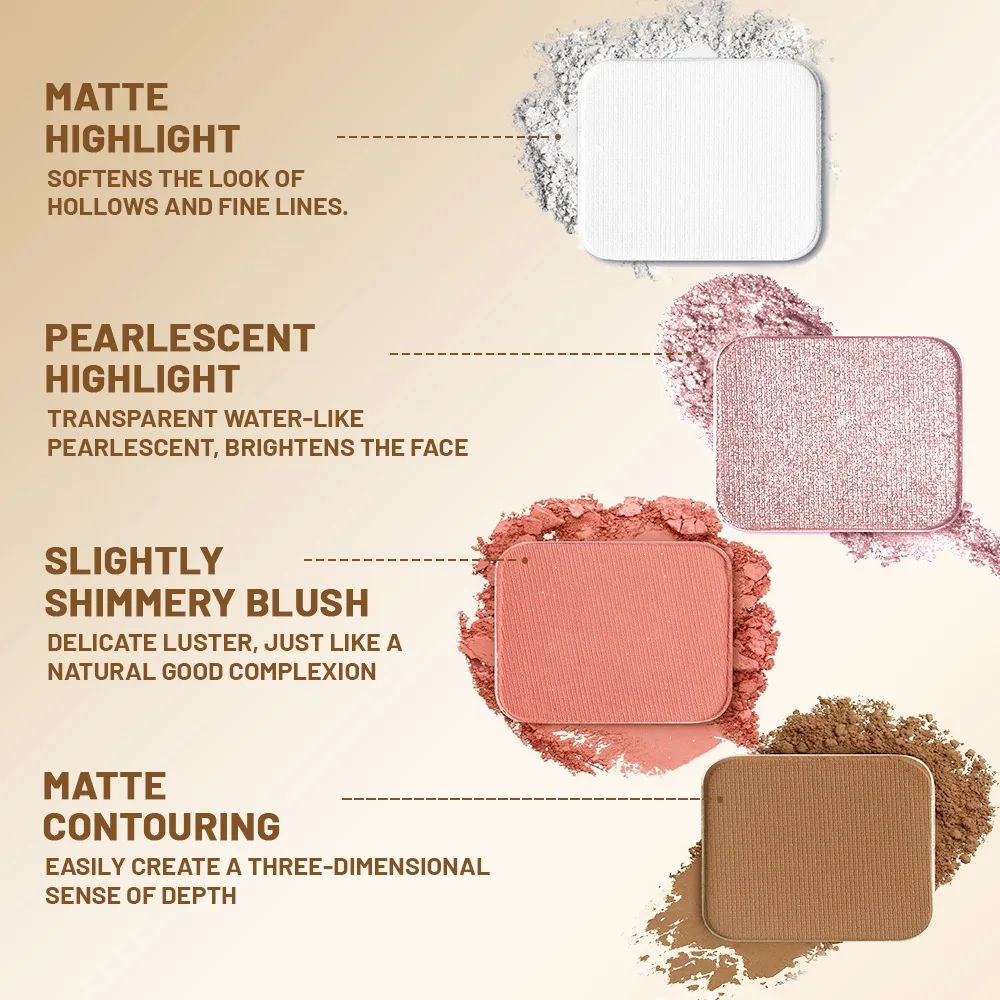 4color Eye Shadow Plate Matte Pearl Daily Suitable Novices Multi-function Facial Palette High-gloss Blush Contouring Light Flash