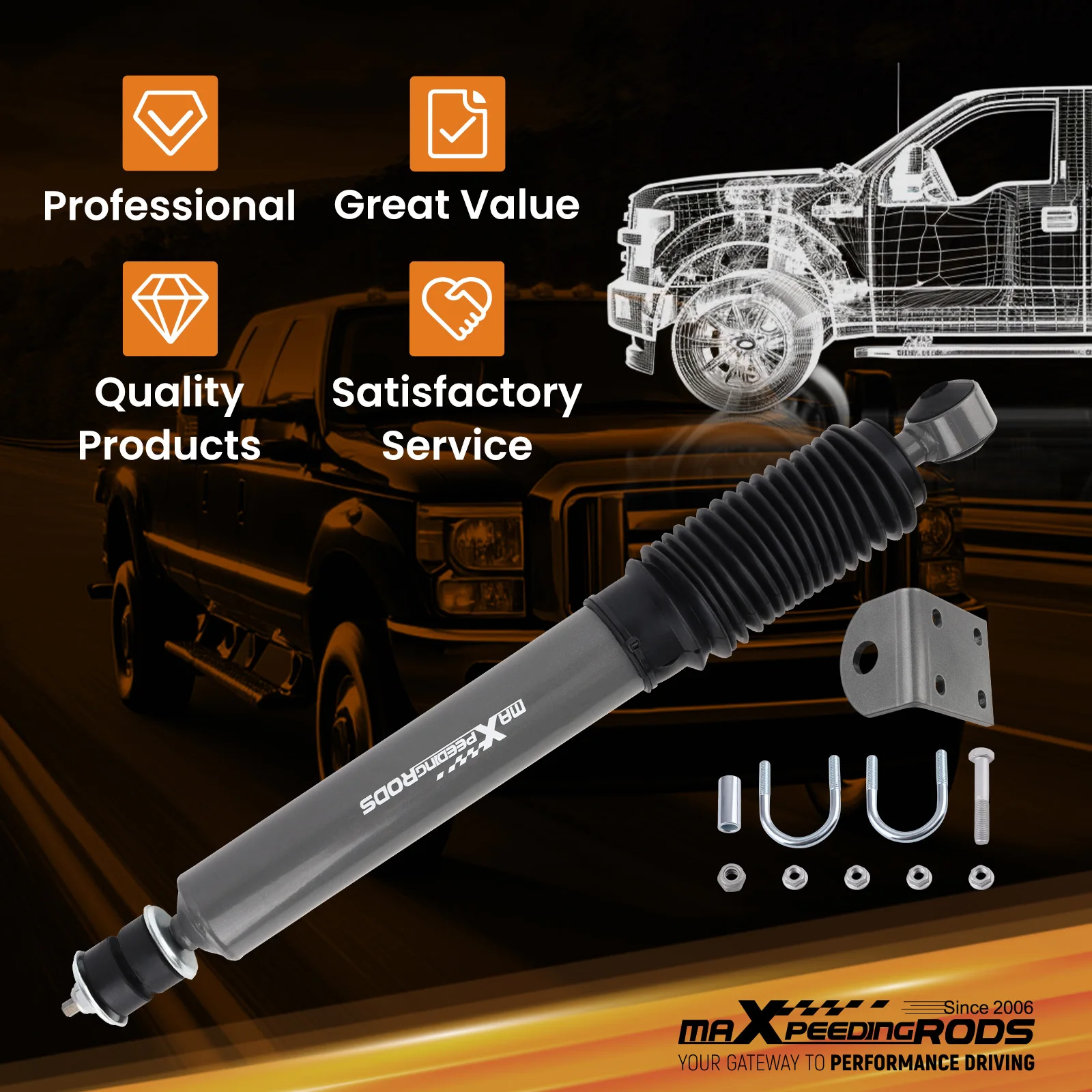مثبت التوجيه لفورد F-250/F-350 سوبر ديوتي 4WD 99-04 رحلة 00-05