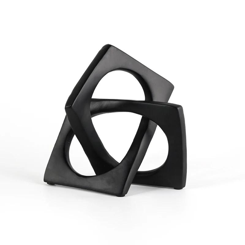 

Modern Art Deco Design Tabletop Resin Square Black Decorative Objects for Home Living Room or Office Wholesale Accessory Items