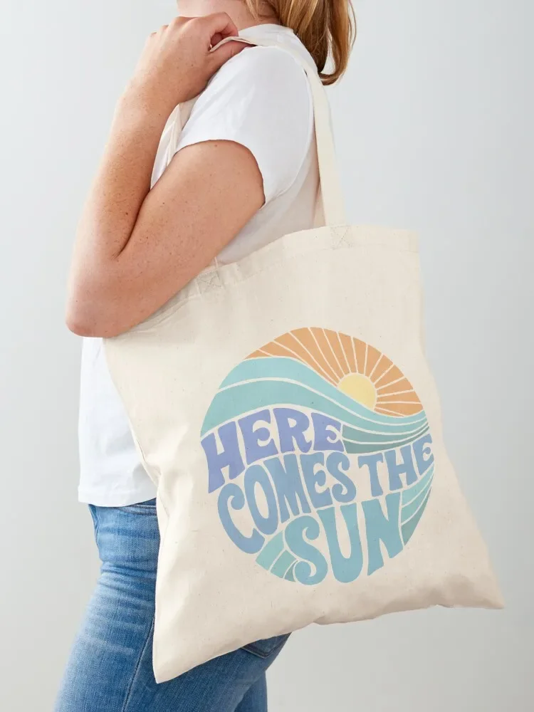 Blue Groovy Here Comes the Sun Tote Bag hand bag Shopper Women's tote bag Canvas Tote