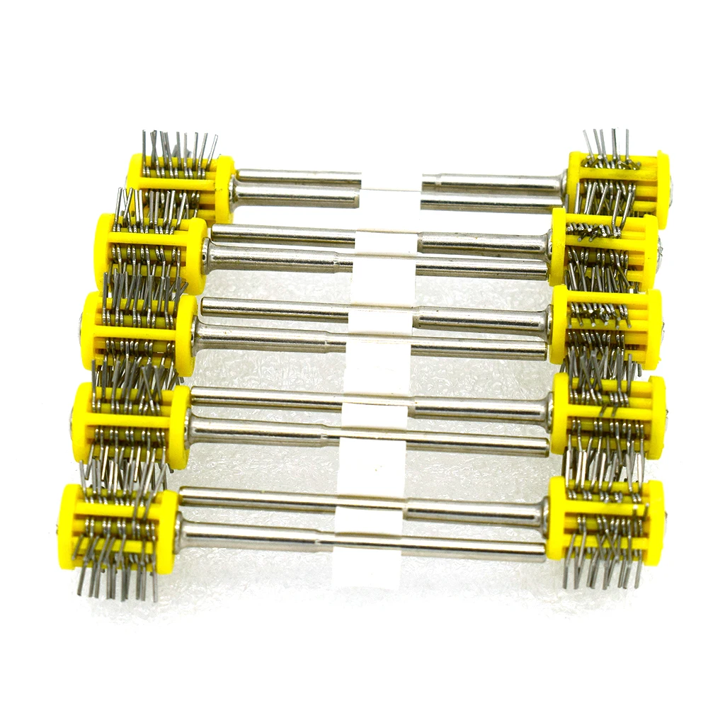 10Pcs Mounted Matt Brushes 0.45MM Wire Yellow Color Wire Maximat Pro-Texturning Brush