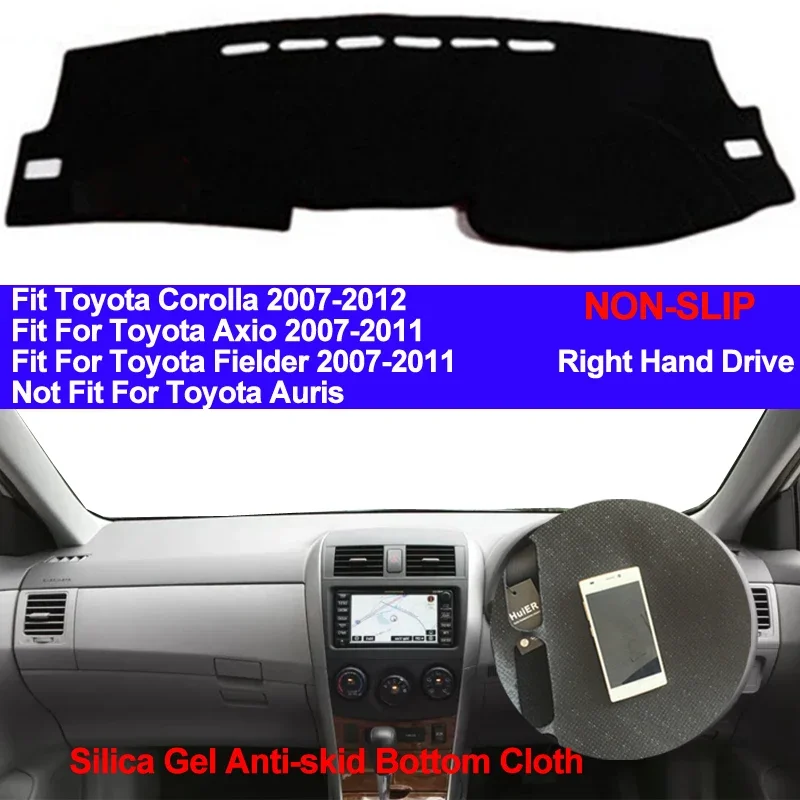 Tampa do painel do carro de silicone, tapete antiderrapante, pára-sol automático, almofada protetora, Toyota Corolla Axio, Fielder 2007, 2008, 2009, 2010, 2011