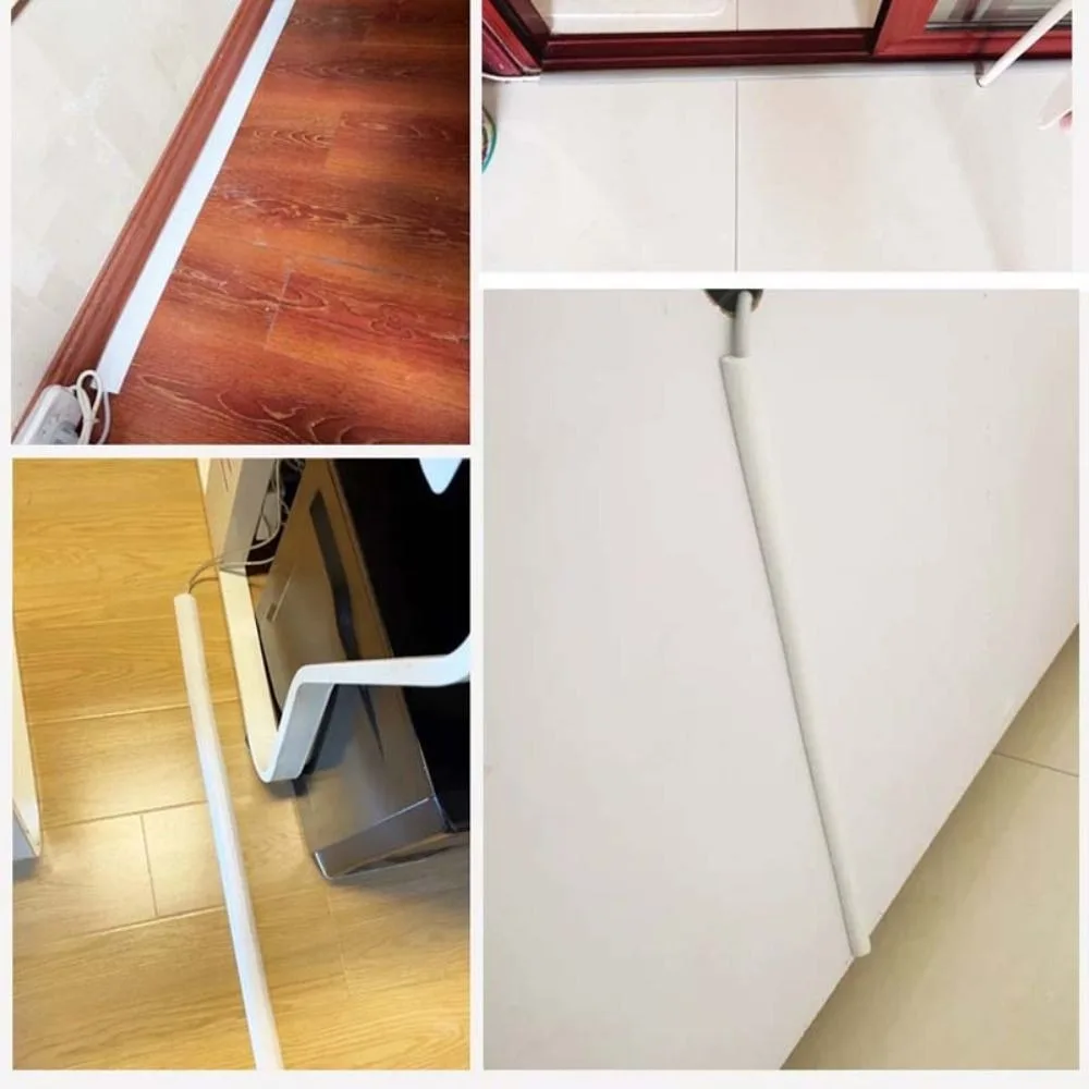 Anti-extrusion Floor Cord Cover Self-Adhesive Durable Cord Protector Trapezoid Power Cable Protector Home Outdoor